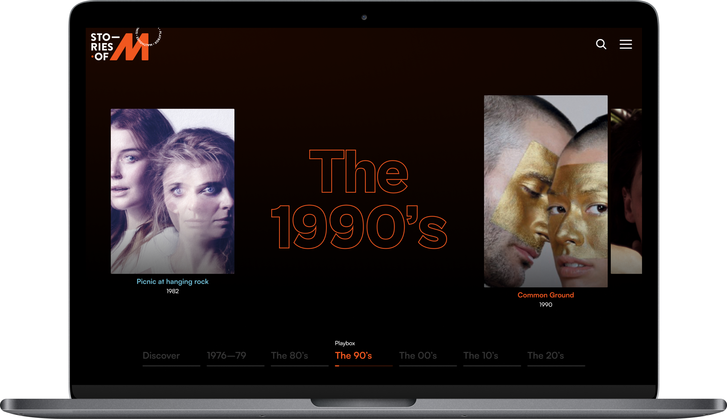 A desktop image of the Stories of M website