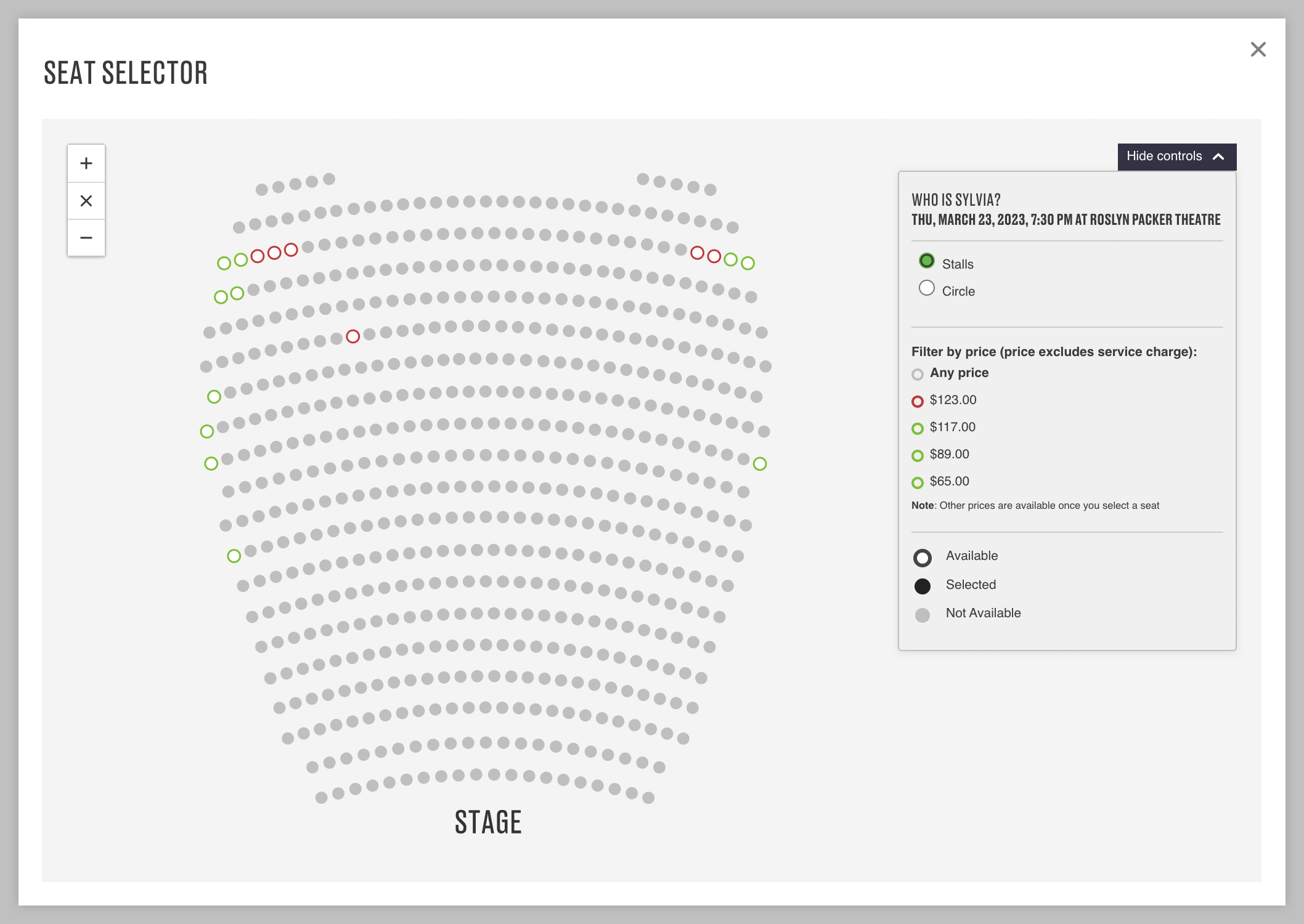 Seat Map for Sydney Theatre Company Website