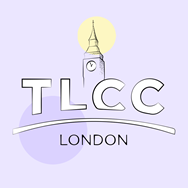 Illustration of the Big Ben in London with the words 'TLCC London' under it, against a light purple background 